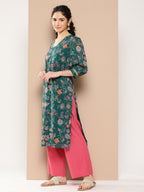 Ahalyaa Women Floral Printed Gotta Patti Floral Georgette Kurta | Grocsy