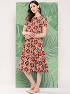 InWeave Women's Maroon Square Dress | Grocsy