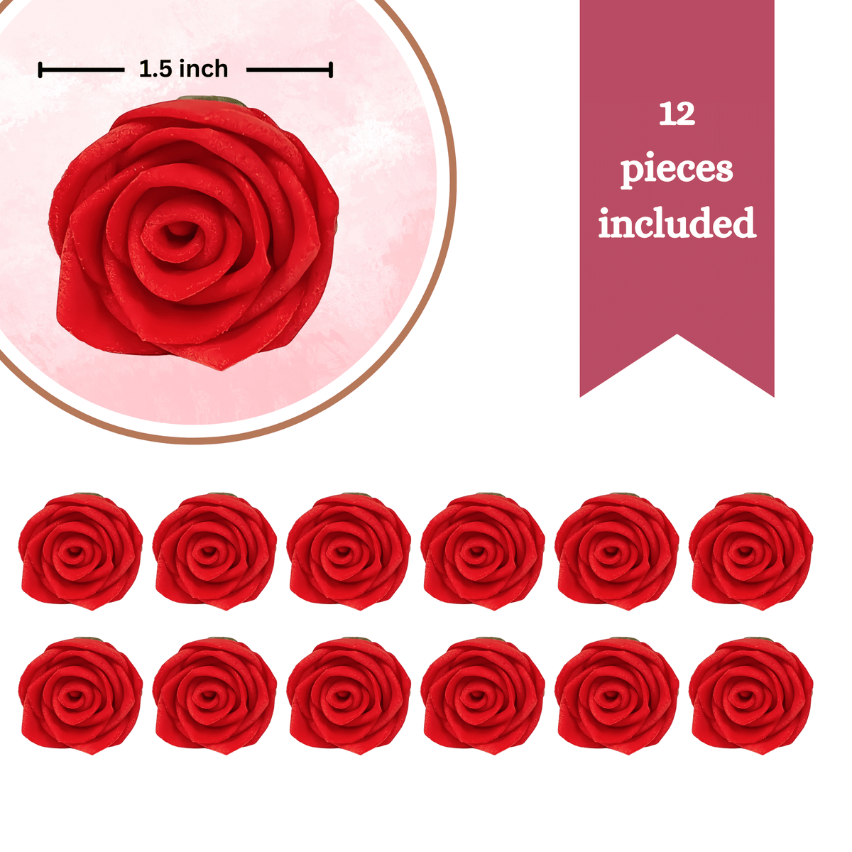 Confect Red Rose | Edible Sugar Roses Topper | Grocsy