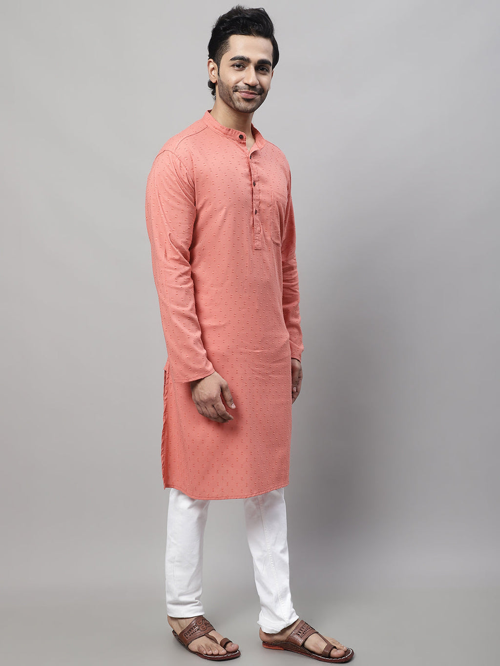 Even Apparels Maroon Pure Cotton Kurta With Band Collar | Grocsy