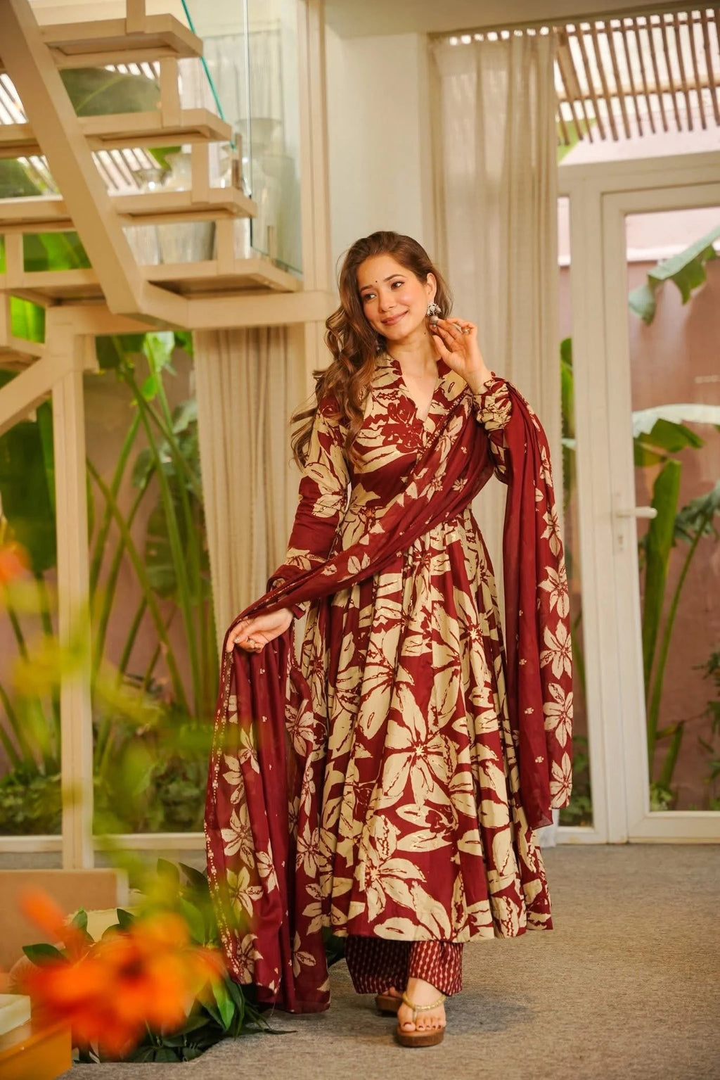 Yash Enterprise Red Muslin Cotton Silk Party Wear Embroidery Suit Set | Grocsy
