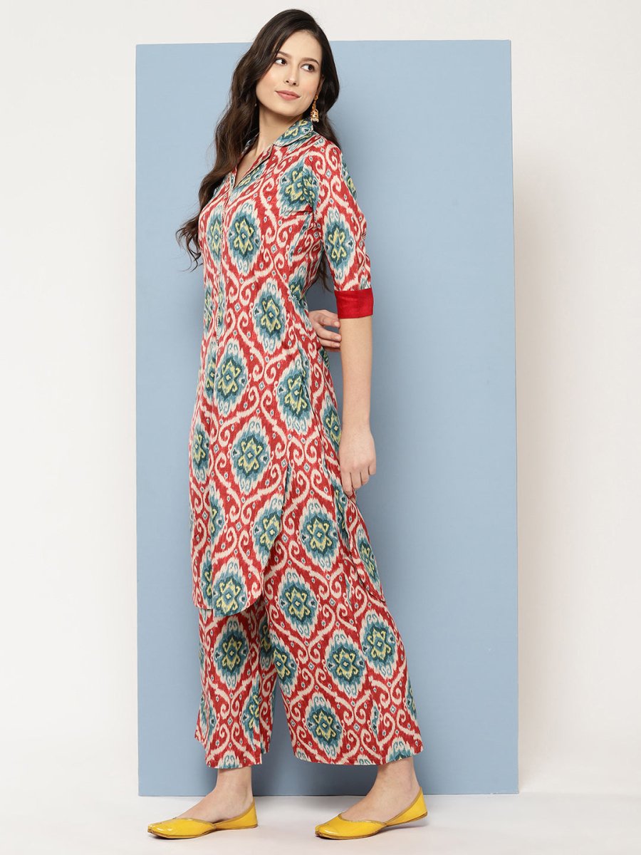 Ahalyaa Women Ethnic Motifs Printed Regular Gotta Patti Kurta with Palazzos | Grocsy
