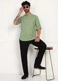 Fabmade Sage Linen Kurta | Grocsy