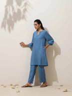 trueBrowns Blue Viscose Co-ord Set | Grocsy