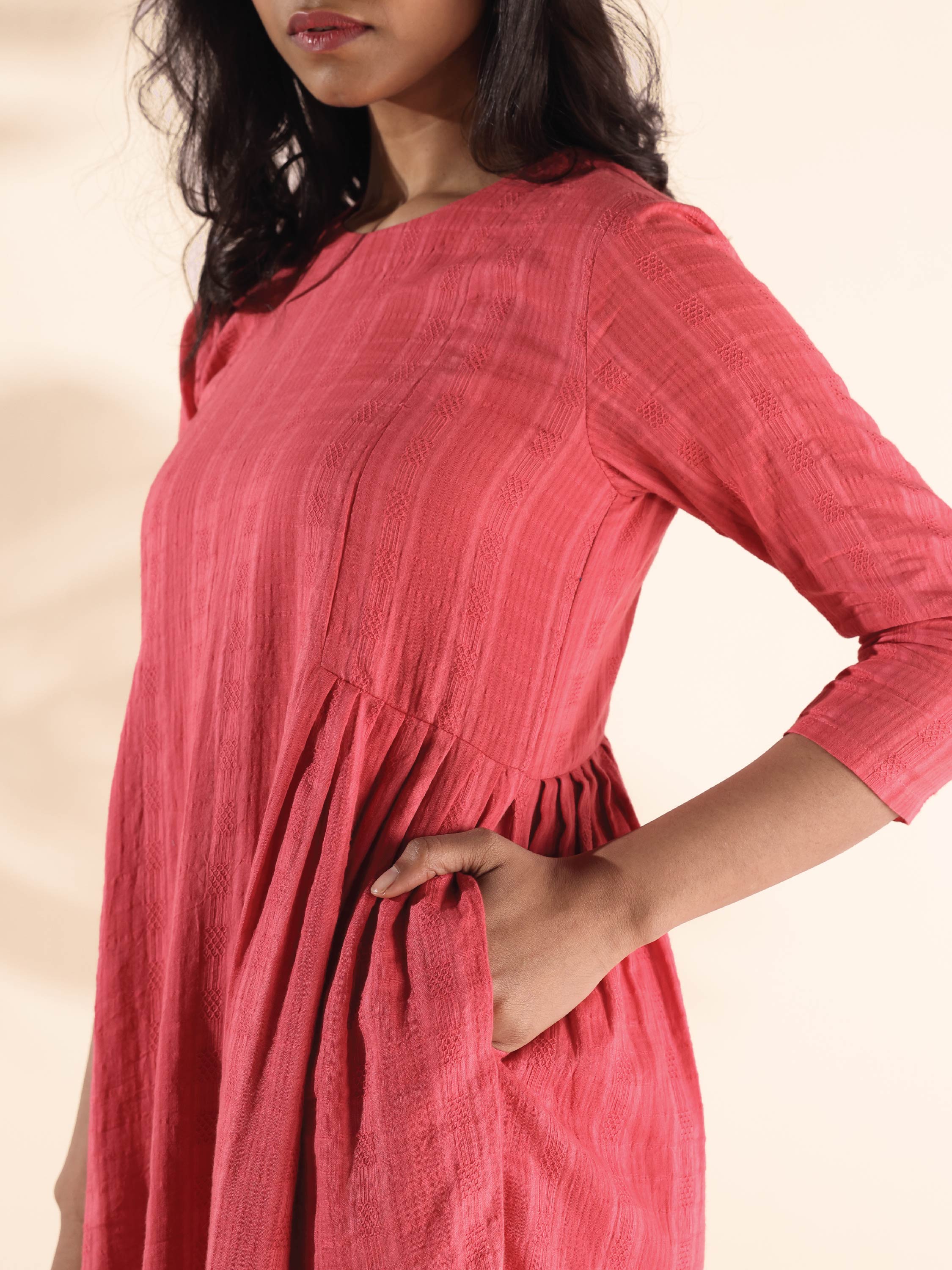trueBrowns Pink Cotton Dobby Co-ord Set | Grocsy