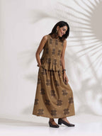 trueBrowns Beige Cotton Skirt Co-ord Set | Grocsy