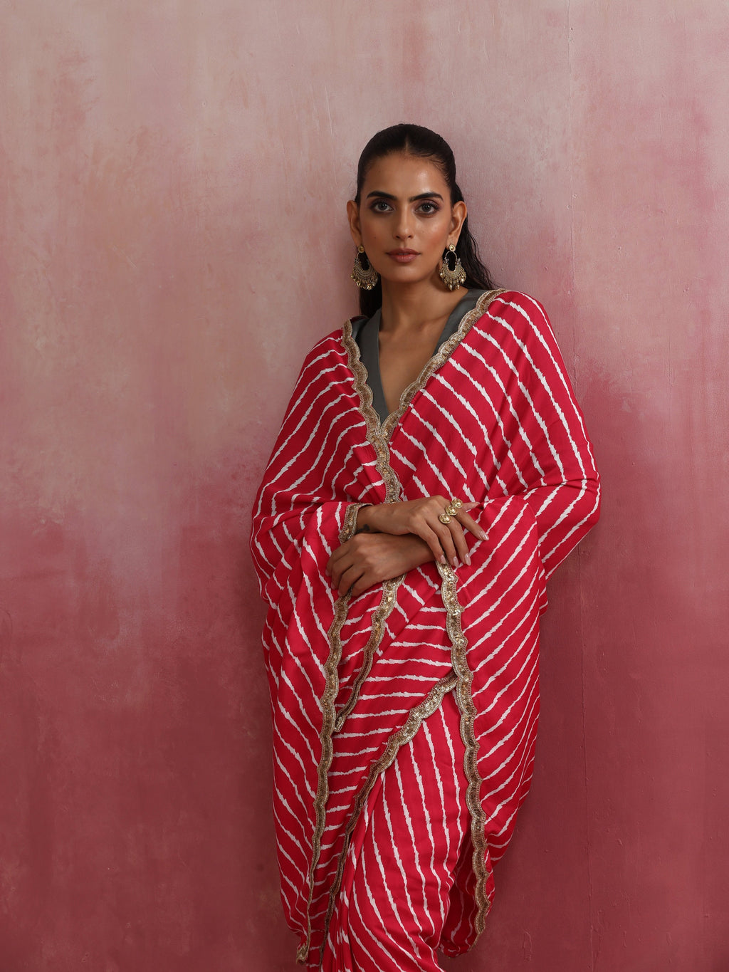 trueBrowns Pink Muslin Silk Saree | Grocsy
