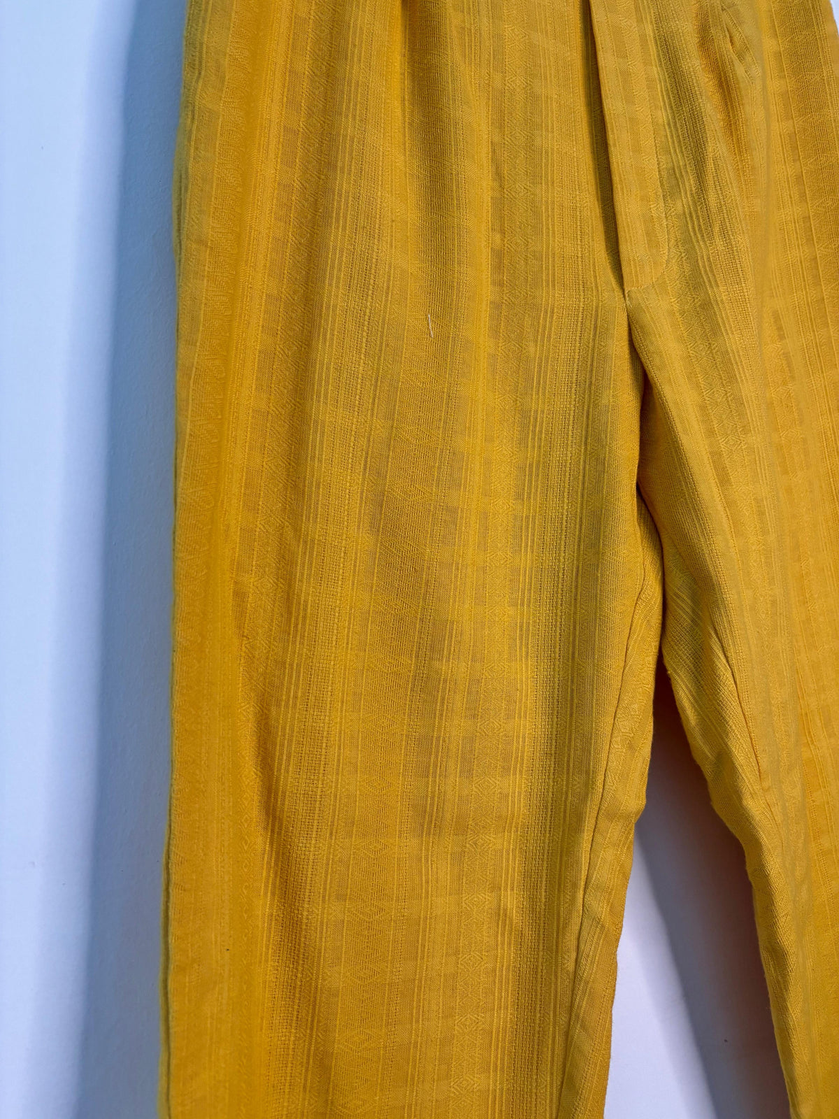 trueBrowns Mustard Gauze Dobby Pant | Grocsy