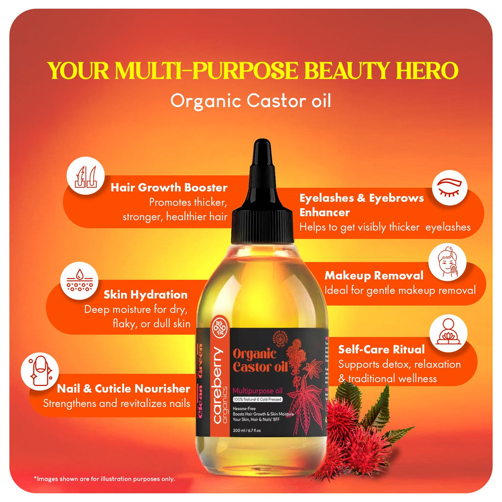 Careberry Organic Cold Pressed Castor Oil (Arandi Oil) | Grocsy