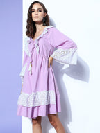 InWeave Women's Mauve Lacy Short Dress | Grocsy