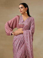 trueBrowns Dark Mauve Bandhani Printed SilkReady to Wear Saree | Grocsy