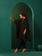 trueBrowns Black Silk Kaftan Pant Set | Grocsy
