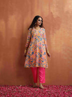 trueBrowns Orange Print Kurta Co-ord Set | Grocsy