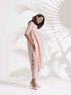 trueBrowns Light Pink Slub Kurta Set | Grocsy