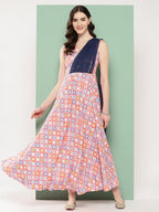 Ahalyaa Abstract Printed Empire Ethnic Dress | Grocsy