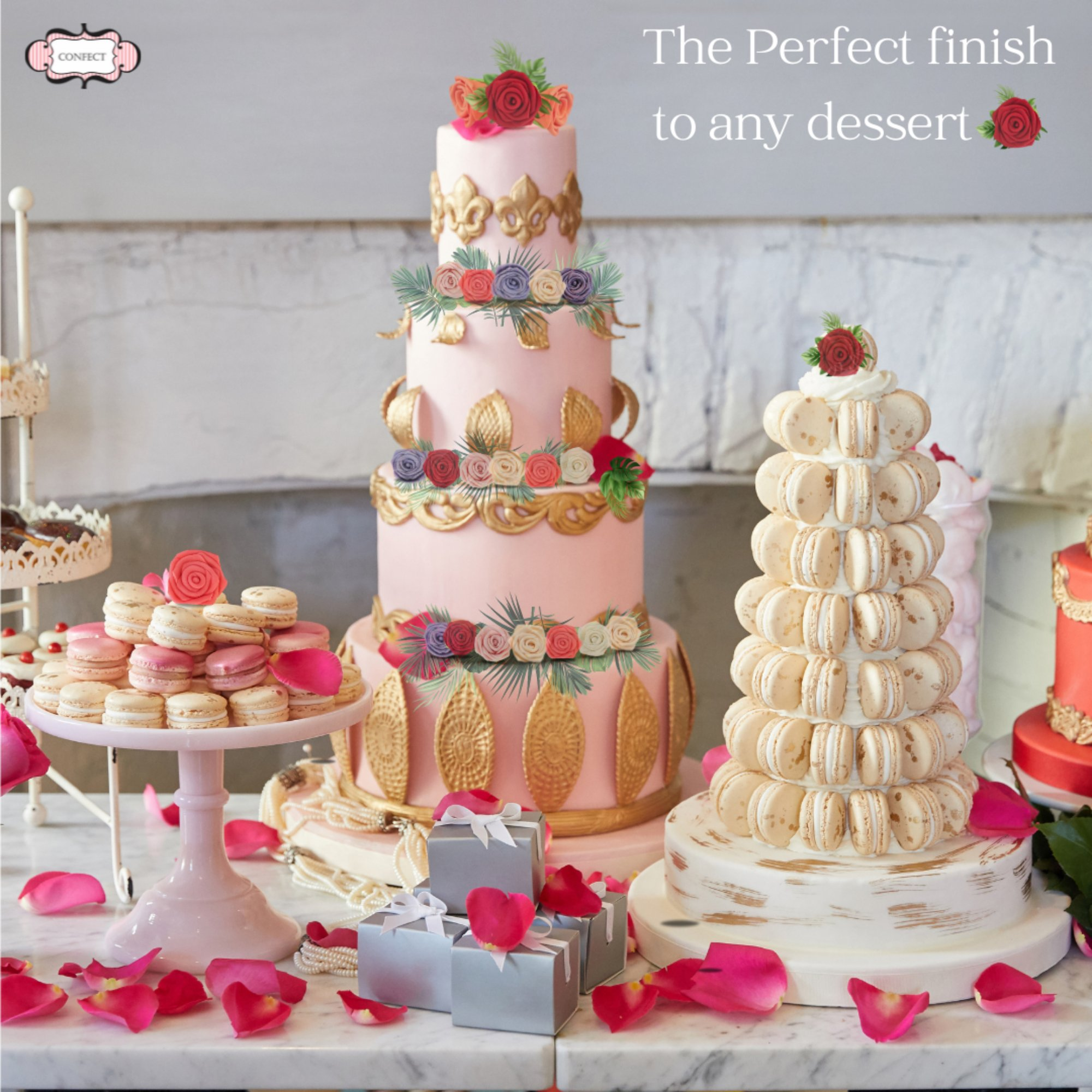 Confect Royal Fuchsia Pink | Edible Sugar Roses Topper | Grocsy