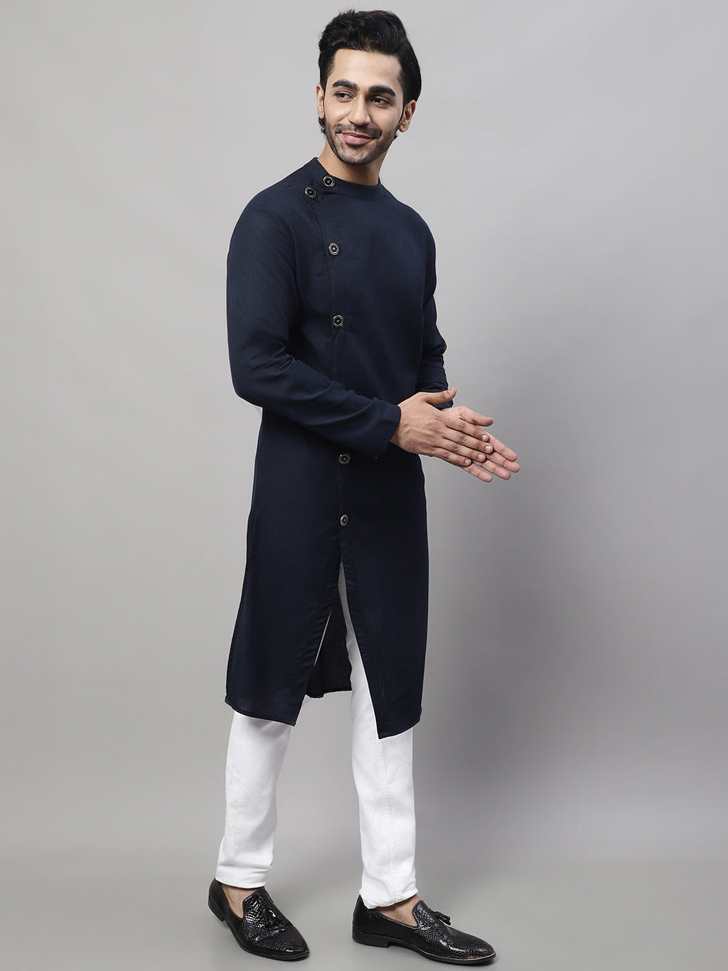 Even Apparels Blue Sherwani Kurta With Asymetrical Cut | Grocsy