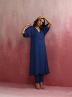trueBrowns Blue Modal Kimono sleeve Kurta set | Grocsy