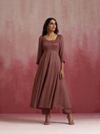 trueBrowns Brown Modal Anarkali Kurta Set | Grocsy