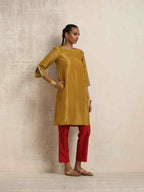 trueBrowns Gold Tissue Kurta Co-ord Set | Grocsy