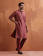 trueBrowns Men's Rust Cotton Dobby Kurta | Grocsy