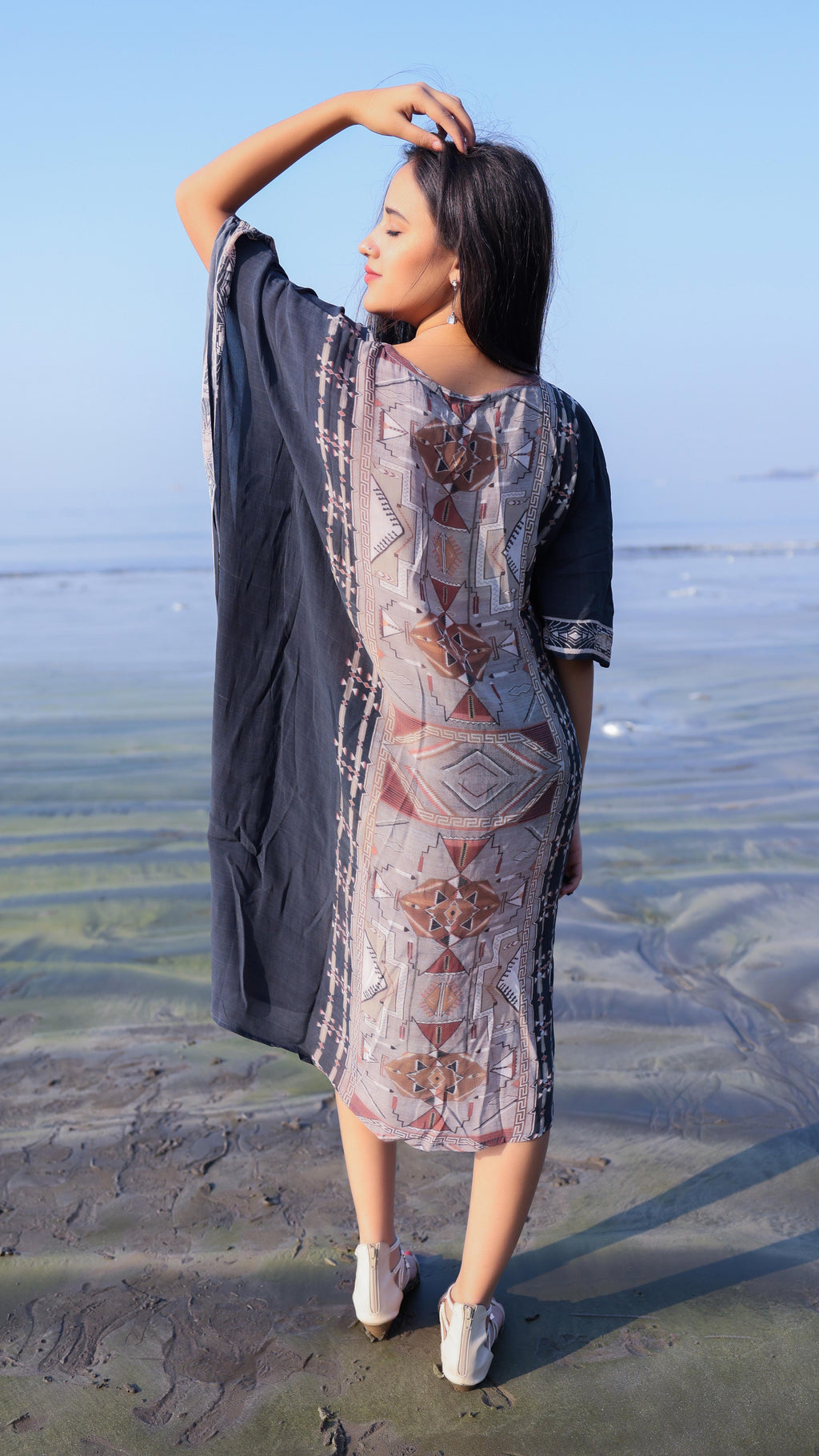 Noroke Cupro Crepe Kaftan Dress - Printed | Grocsy