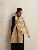 trueBrowns Beige Weave Woollen Stole | Grocsy