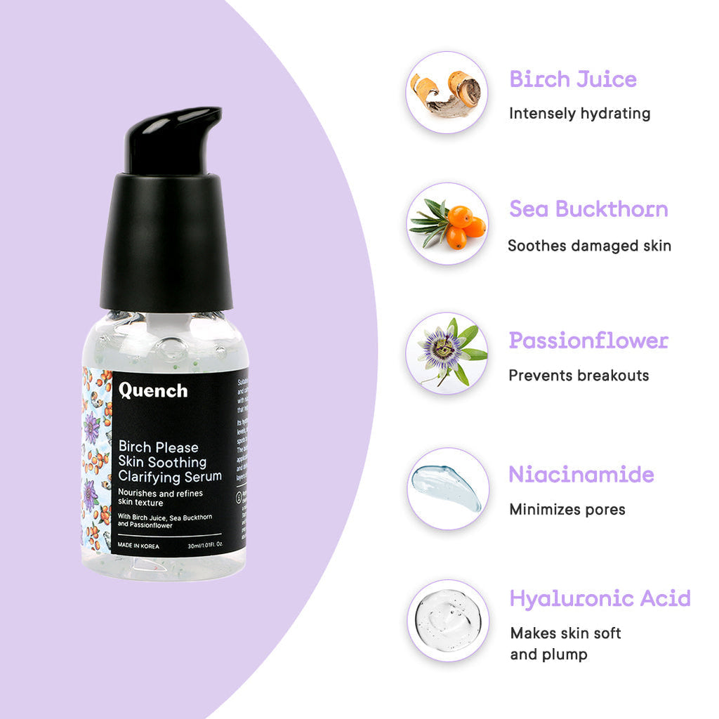 Quench Botanics Birch Please Skin Soothing Clarifying Serum, Smooth & Hydrated Skin - Korean Skincare | Grocsy