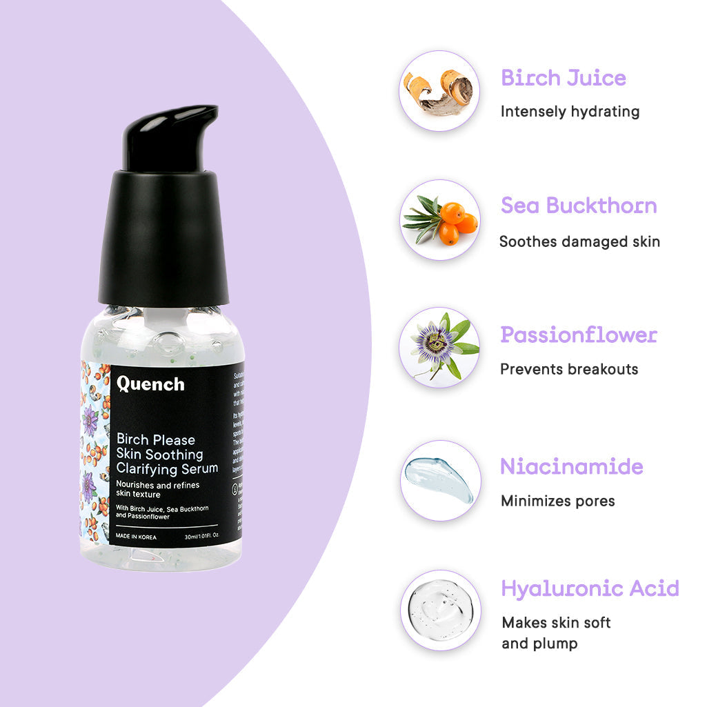 Quench Botanics Birch Please Skin Soothing Clarifying Serum, Smooth & Hydrated Skin - Korean Skincare | Grocsy