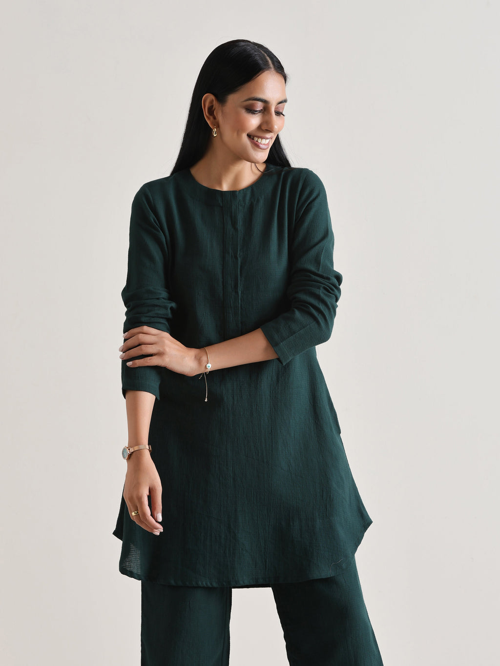 trueBrowns Dark Green Front Placket Co-Ord Set | Grocsy