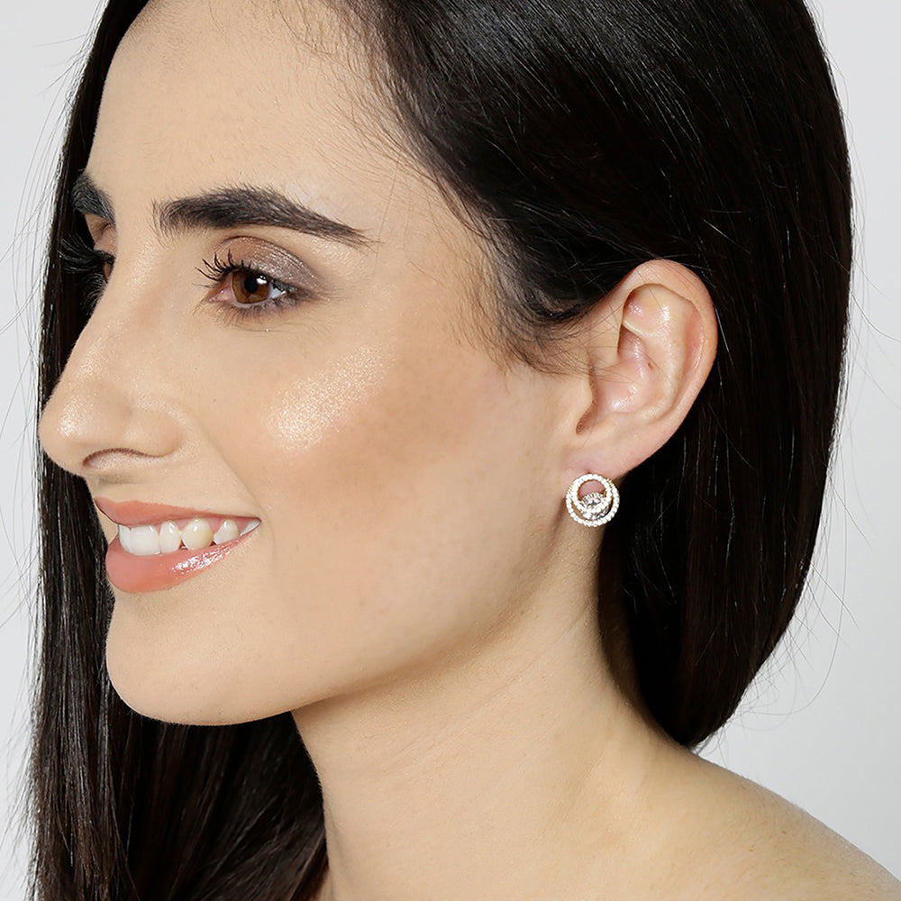 Gold-Polished Cz Pineapple Drop Earring For Women - Wahe Jewels - Swadesiicart