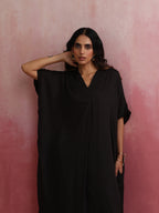 trueBrowns Black Modal Kaftan Kurta Set | Grocsy