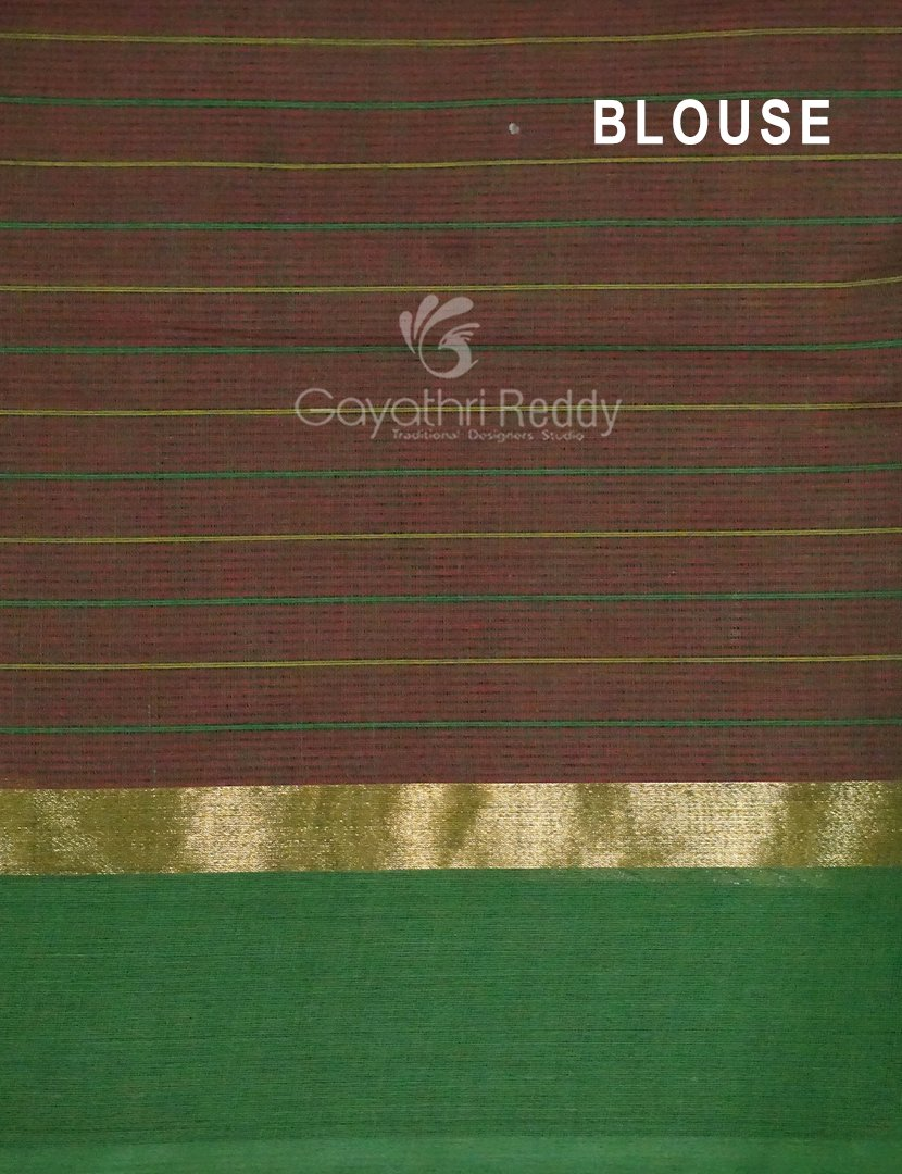 Maroon With Checks Pure Mangalgiri Cotton Saree By Gayathri Reddy Designer Studio | Grocsy