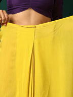 trueBrowns Yellow Purple Muslin Silk Ready to Wear Saree | Grocsy