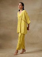 trueBrowns Lime Green Bandhani Printed Silk Drop Shoulder Co-Ord Set | Relove | Grocsy