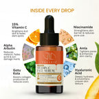 Velleja 15% Vitamin C Brightening Serum | Advanced Dark Spot & Pigmentation Corrector | Grocsy