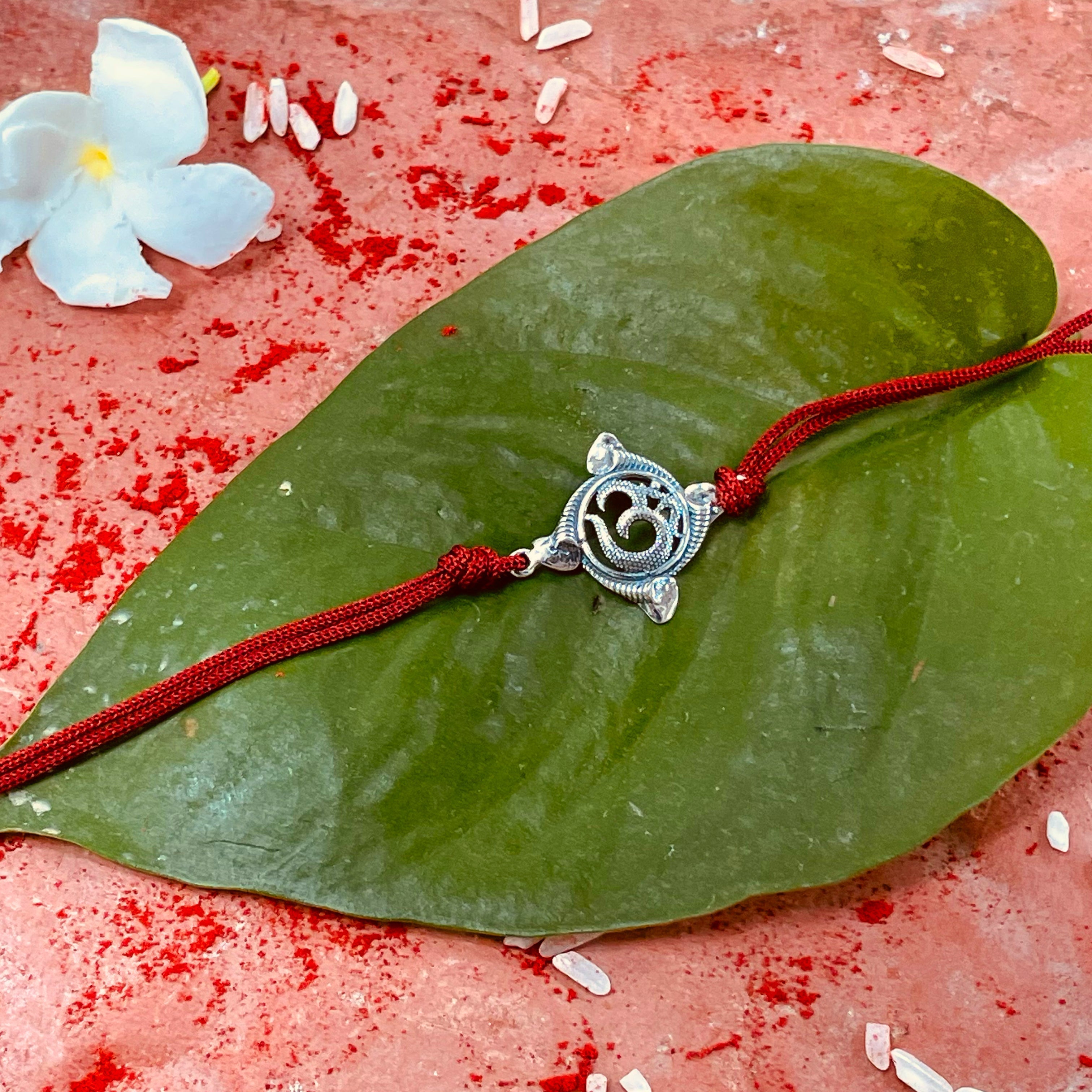 trueBrowns 925 Sterling Silver Textured Om Thread Rakhi | Grocsy