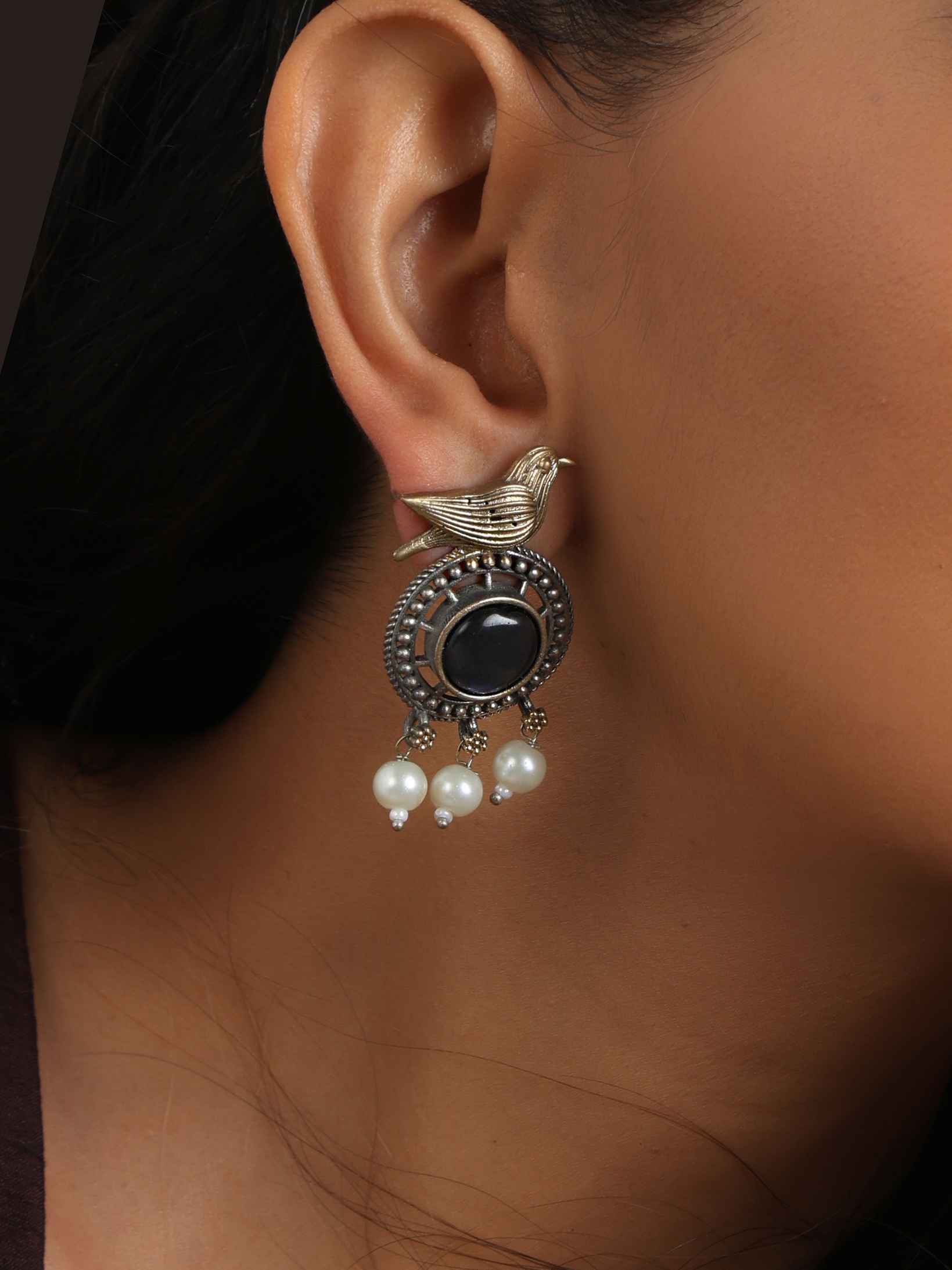 trueBrowns Silver Gold Tone Bird Stud Earrings | Grocsy