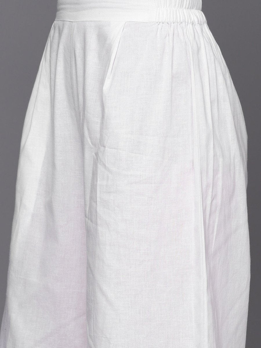 Ahalyaa Floral Embroidered Gotta Patti Pure Cotton Kurta With Palazzos & Dupatta | Grocsy