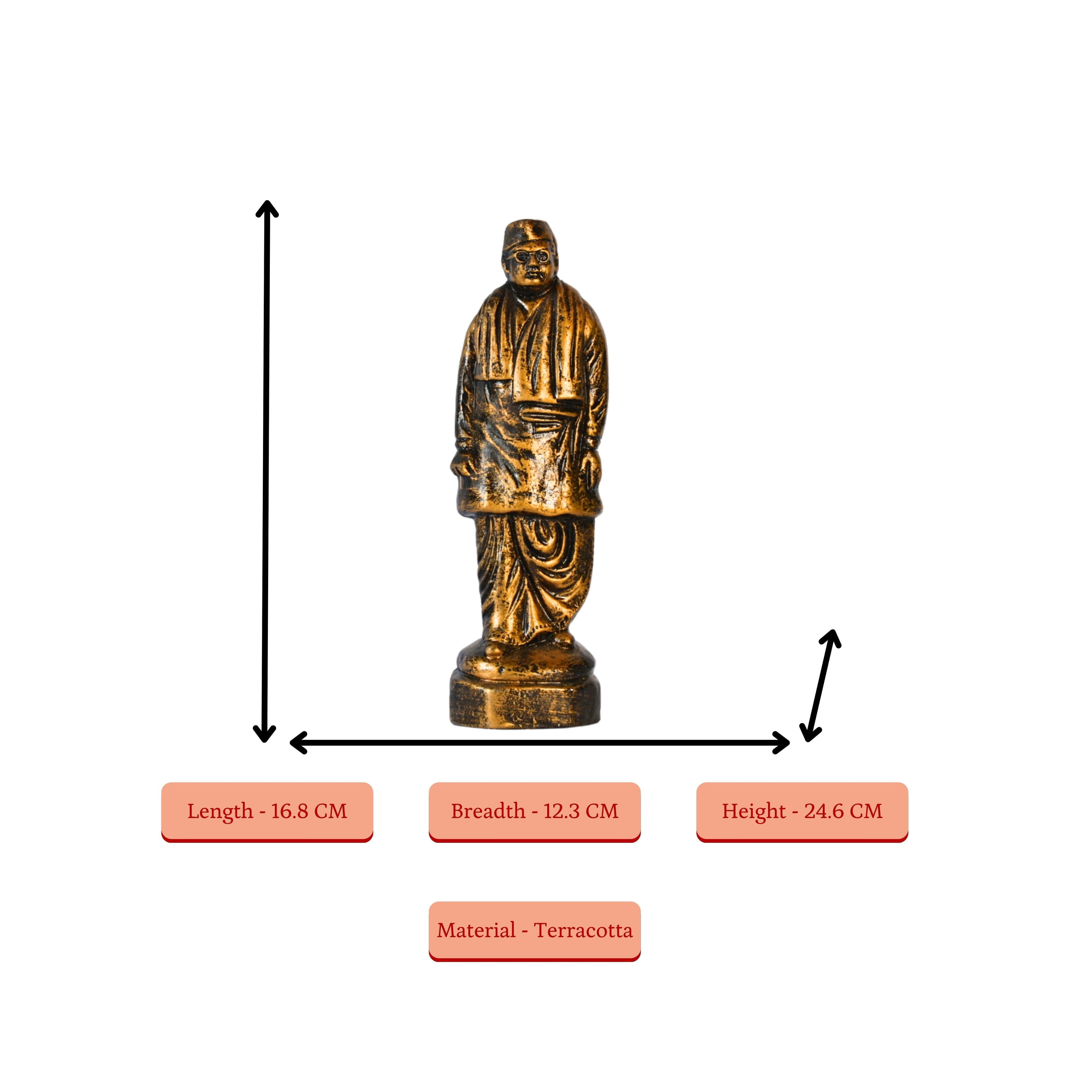 Sowpeace Premium Terracotta Subhash Chandra Bose Abstract Tabletop Statue | Grocsy