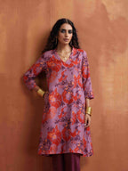 trueBrowns Purple Print Kurta Co-ord Set | Grocsy