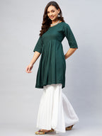InWeave Women's Dark Green Short Anarkali Kurta | Grocsy