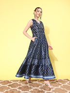 Ahalyaa Floral Printed Maxi Ethnic Dress | Grocsy
