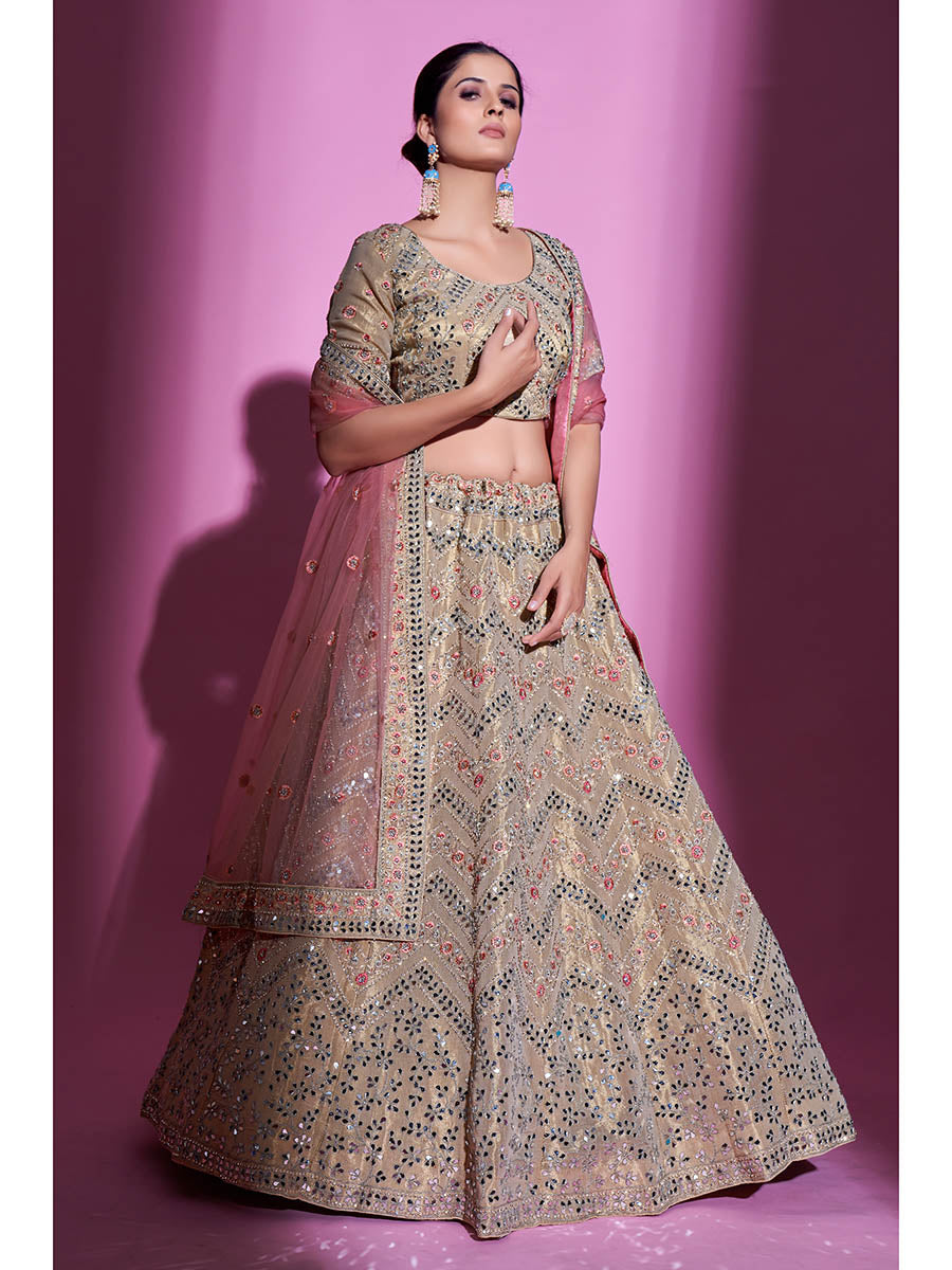 Myra Tan Gota Silk Embroidered Designer Lehenga Choli | Grocsy