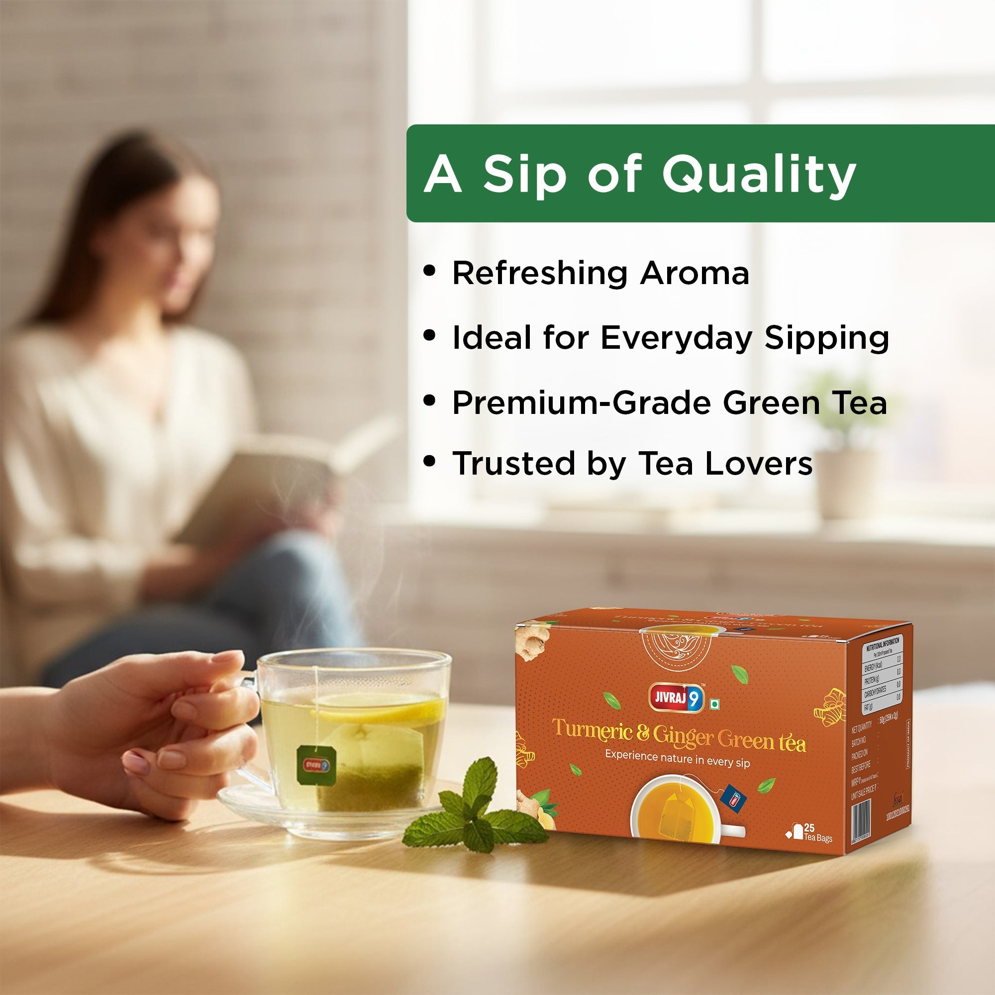 jivraj9 Tea Turmeric And Ginger  Green Tea | Grocsy