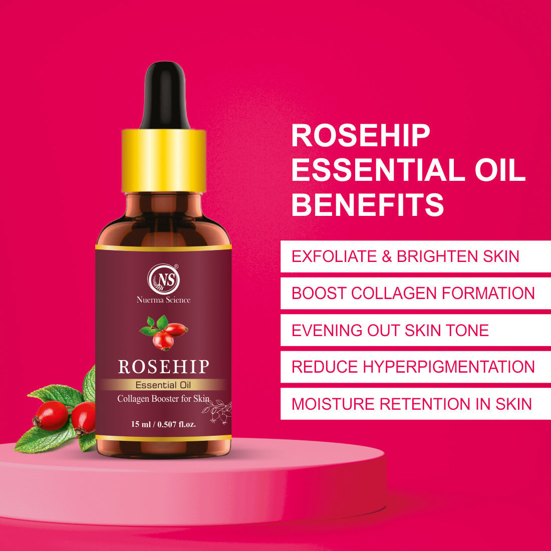 Nuerma Science Rosehip Essential Oil For Anti-Aging | Grocsy