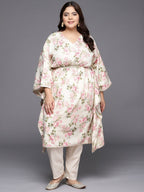 Ahalyaa Plus Size Floral Printed Flared Sleeves Kaftan Kurta | Grocsy