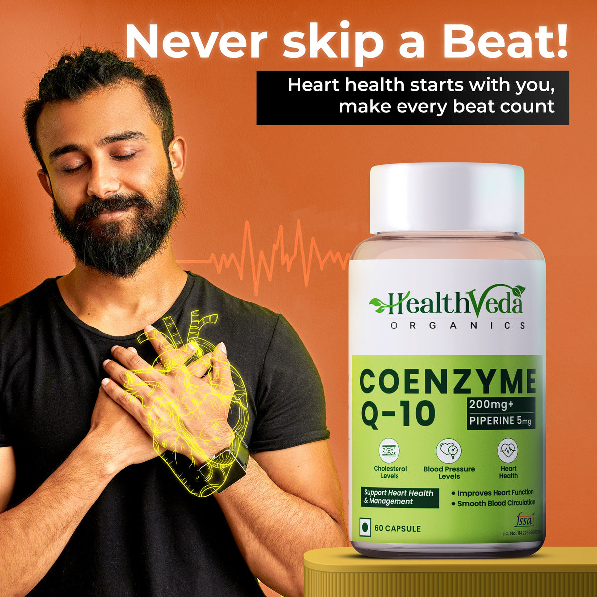 Health Veda Organics Coenzyme (Coq10) Capsules | Grocsy