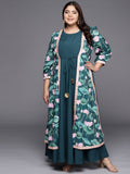 Ahalyaa Plus Size Round neck Maxi Ethnic Dress | Grocsy