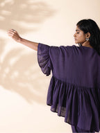 trueBrowns Purple Cotton Flared Co-ord Set | Grocsy